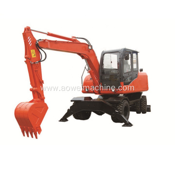 Small Wheel  Excavator With Grapper bucket hammer